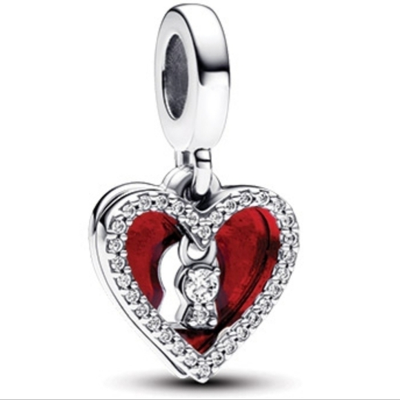 Pandora Jewelry - Pandora Red Heart & Keyhole Double Dangle Charm